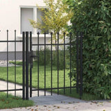 Fence Gate Single Door with Spike Top Steel 1x1 m Black 146032