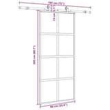 Sliding Door with Hardware Set Black 90x205 cm Tempered Glass 3375833
