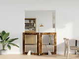 Foldable Dog Gate with Stands 2 pcs Smoked Oak 160.5 cm 892039