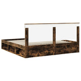 Bed Frame Smoked Oak 200 x 200 cm Solid Pine Wood 3410969