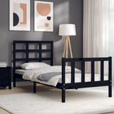 Bed Frame without Mattress Black Small Single Solid Wood Pine 3192065