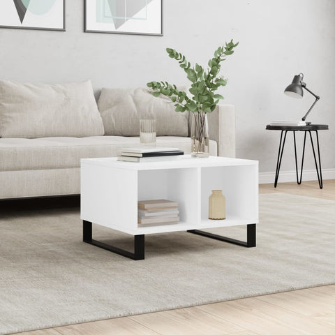 ZNTS Coffee Table White 60x50x36.5 cm Engineered Wood 830548