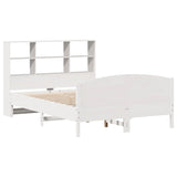 ZNTS Bookcase Bed without Mattress White 120x200cm Solid Wood Pine 3323108