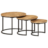 Nesting Tables 3 pcs Solid Rough Wood Mango 353901