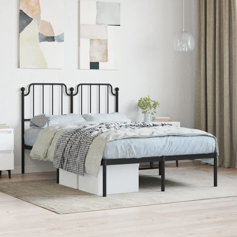 ZNTS Metal Bed Frame with Headboard Black 120x200 cm 373885