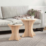 Coffee Table 2 pcs Natural Solid pine wood 873565