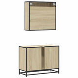 ZNTS 2 Piece Bathroom Furniture Set Sonoma Oak Engineered Wood 3300911
