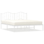 ZNTS Metal Bed Frame without Mattress with Headboard White 160x200cm 373841