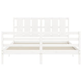 Bed Frame without Mattress White King Size Solid Wood 3194122