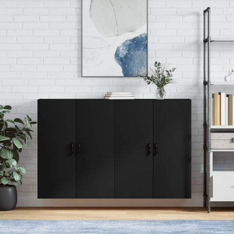 Wall Mounted Cabinets 2 pcs Black 69.5x34x90 cm 3195636