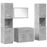 4 Piece Bathroom Furniture Set Concrete Grey Engineered Wood 3324874