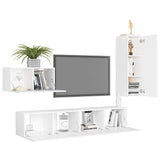 4 Piece TV Cabinet Set White Engineered Wood 3078678