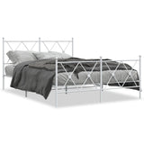 Metal Bed Frame without Mattress with Footboard White 140x200cm 376570