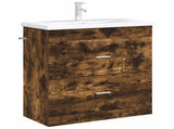 Bathroom Under Sink Cabinet Smoked Oak 78.5 x 37.5 x 81 cm 890716
