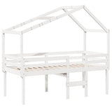 High Sleeper Bed without Mattress White 75x190 cm Small Single Solid Wood Pine 3282062