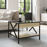 ZNTS Coffee Table with Infinity LED Sonoma Oak 50x50x38 cm 847698