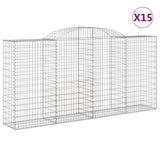 Arched Gabion Baskets 15 pcs 300x50x140/160 cm Galvanised Iron 3146749