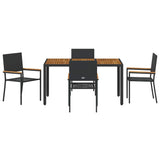 Garden Dining Set 5 pcs Black and Wood Poly Rattan 3365406
