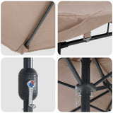Garden Parasol Taupe 385 x 209 x 244 cm Polyester 42003286