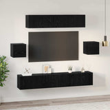 TV Cabinet Set 7 pcs Black Oak Engineered Wood 3393409