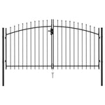 ZNTS Fence Gate Double Door with Spike Top Steel 3x1.5 m Black 146028