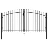 ZNTS Fence Gate Double Door with Spike Top Steel 3x1.5 m Black 146028