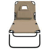 Folding Sun Lounger Taupe Oxford Fabric&Powder-coated Steel 360179