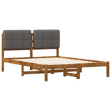 Bed Frame with Upholstered Headboard Natural and Light Grey 904089