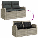 Sofa Set with Cushion with Storage 4 pcs Light Grey Poly Rattan 3354661