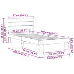 Bed Frame with Headboard without Mattress 75x190 cm Solid Wood Oak 3315727