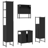 4 Piece Bathroom Furniture Set Black Engineered Wood 3214705