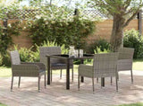 Garden Dining Set with Cushion 5 pcs Grey Poly Rattan 3380107