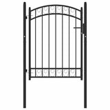Fence Gate EMMEN with Arched Top Steel 100x98.5 cm Black 146369