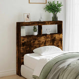 Headboard Cabinet with LED Smoked Oak 100x17x102 cm 839186