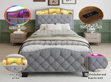 Upholstered Bed, 3FT single bed 90x190cm, Storage Bed, Soft backrest,With bed slats, With LED light N604P433669G
