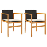 Garden Chairs with Cushions 2 pcs Black Poly Rattan&Solid Wood 368711