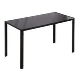 Modern Rectangular Dining Table for 4 People Glass Kitchen Table with Tempered Glass Top and Metal T3398P344422