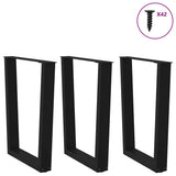 Dining Table Legs V-Shape 3 pcs Black 70x cm Steel 4012660