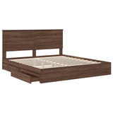 Storage Bed with Drawer Brown Oak 200 x 200 cm Engineered Wood 3409523