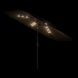 Garden Parasol with LEDs and Steel Pole Brown 300x200x250 cm 4005118