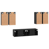 TV Cabinet Set Wall-mounted Black Oak Engineered Wood 3393304