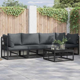 Garden Sofa Set with Cushion Black Aluminium 3378842