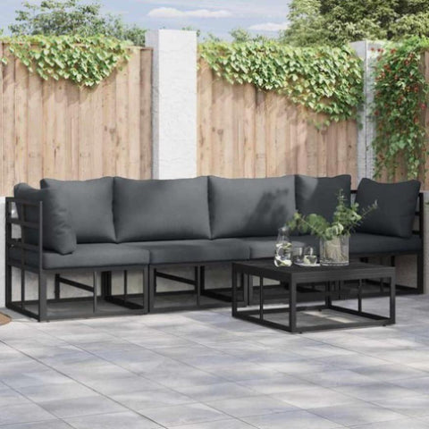 Garden Sofa Set with Cushion Black Aluminium 3378842