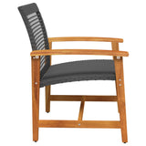 Garden Chairs 2 pcs Black Poly Rattan and Acacia Wood 367595