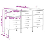 Work Cabinet with Drawer 3 pcs Black and Grey 150 x 55 x 85 cm 3321368