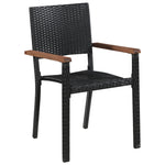 9 Piece Outdoor Dining Set Poly Rattan and Acacia Wood Black 43936