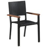 9 Piece Outdoor Dining Set Poly Rattan and Acacia Wood Black 43936