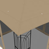 Gazebo with Double Roof and Mesh Walls Taupe 2.94x2.94 m Steel 368456