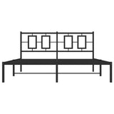 Metal Bed Frame without Mattress with Headboard Black 150x200cm 374243