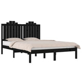 3103762 Bed Frame without Mattress Black Solid Wood 140x190 cm